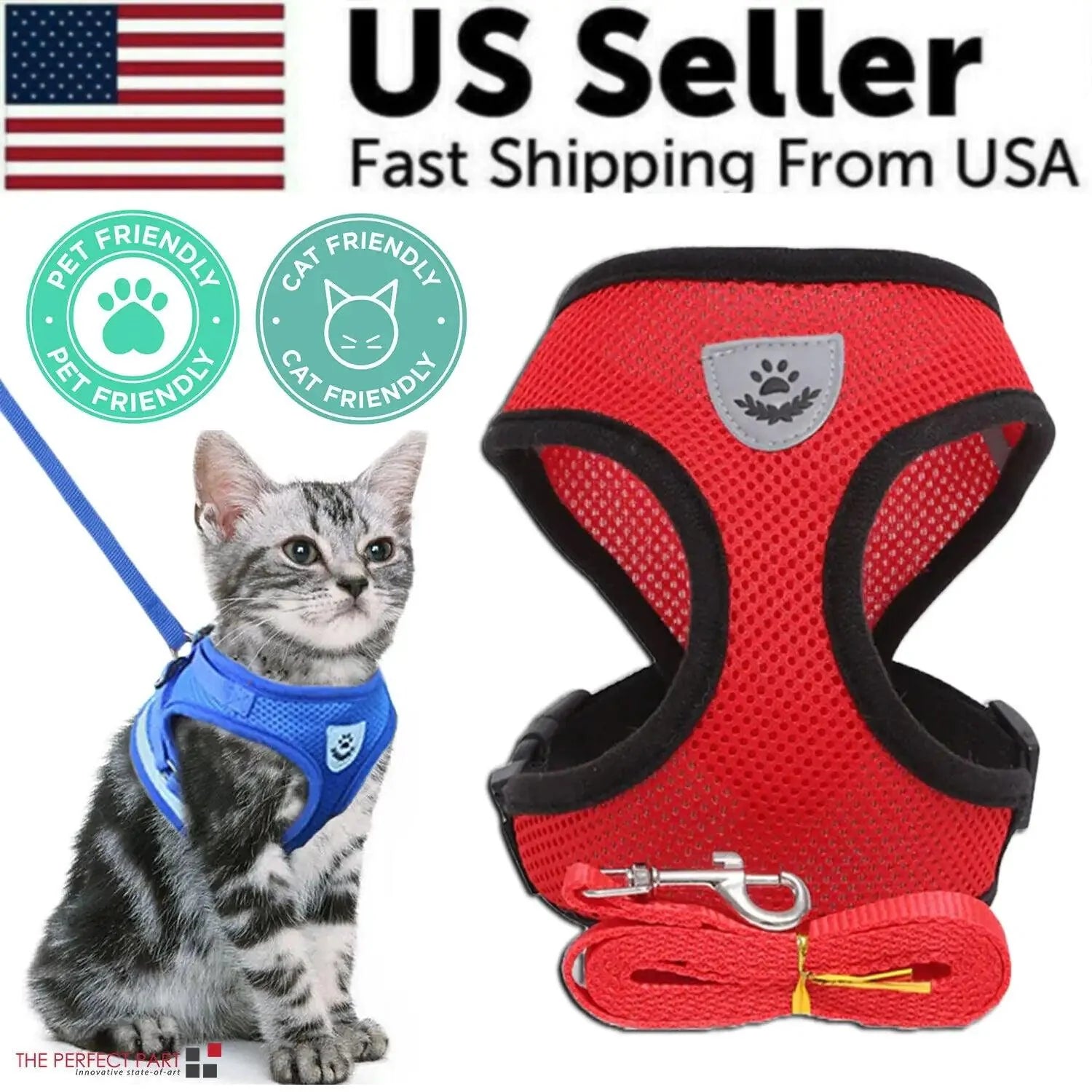 Adjustable Reflective Pet Harness with Leash